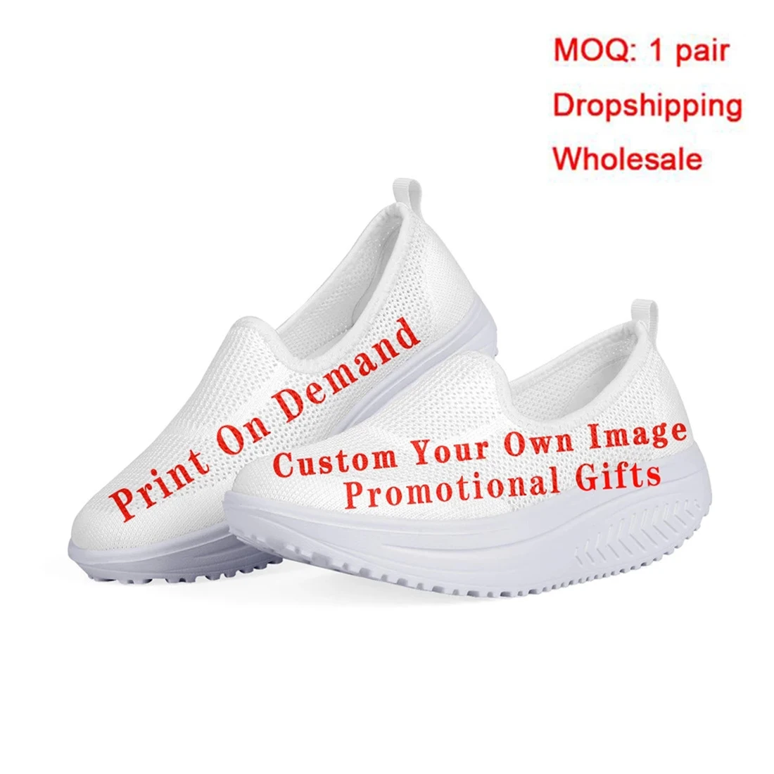 Women Comfortable Slip On Mesh Shoes Doodle Medical Nurse Platform Sneakers New Height Increasing Swing Shoes