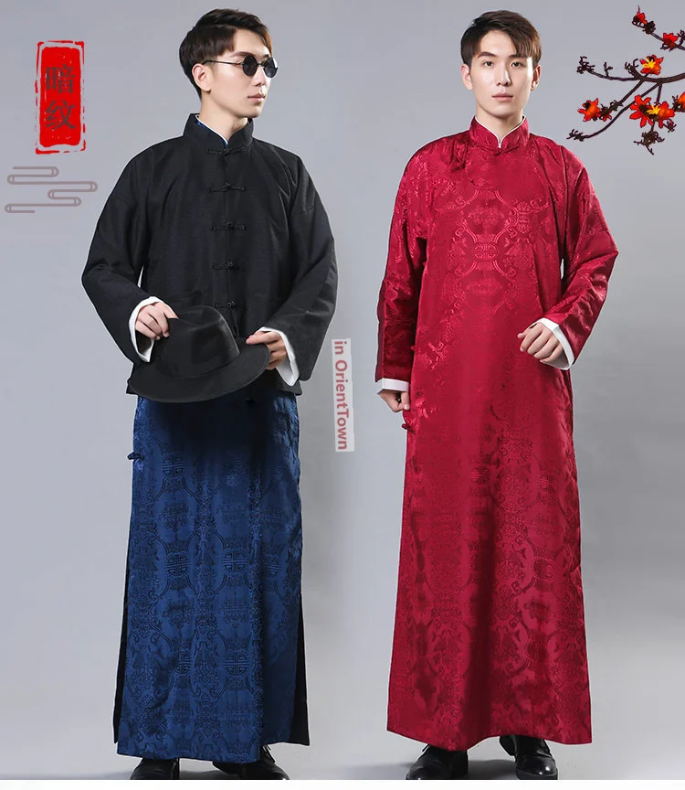 Year 1900 -1949 Wealthy Butler Long Robe Male Chinese Landlord Drama Costume Young Master Tang Costume Cross talk Gown Men TP015 - Image 2