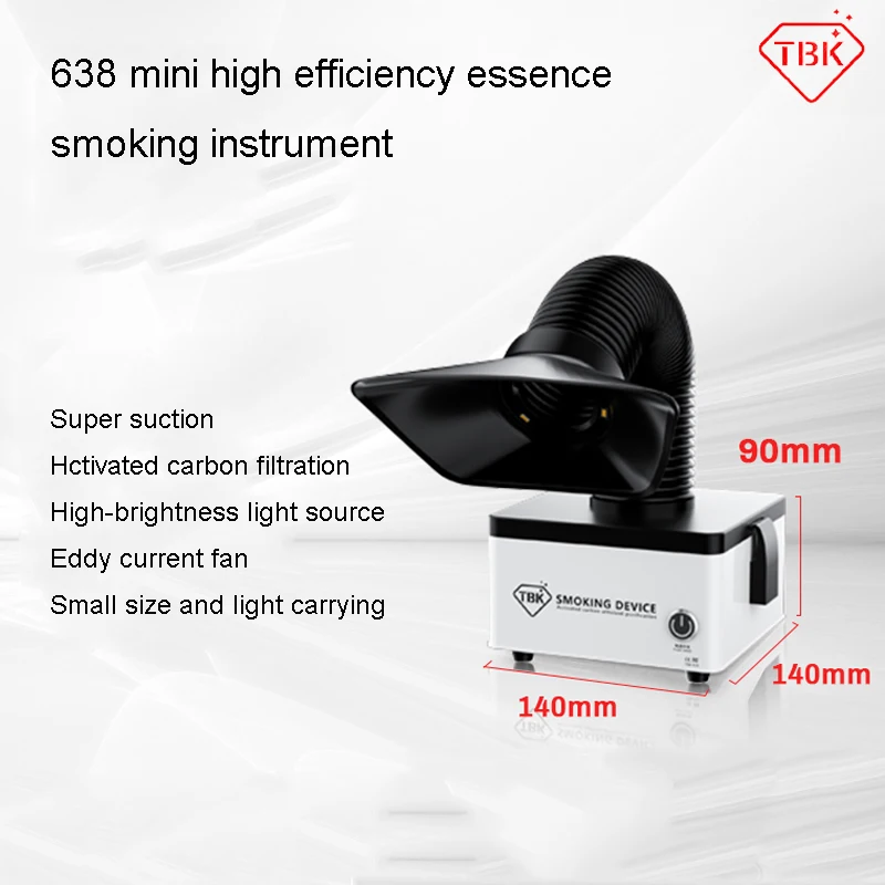 TBK 638 Mini Efficient Purification Smoking Instrument Soldering Smoke Purifier Smoke Absorber ESD Fume Extractor With LED Light