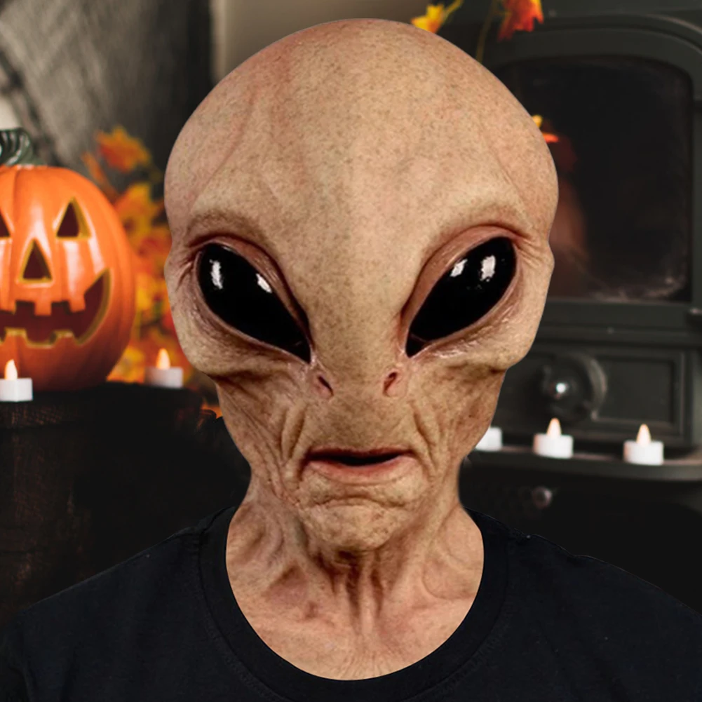 Halloween Alien Mask Alien Latex Full Head Mask Realistic Alien Face Masks Funny Cosplay Prop Mask for Halloween Cosplay