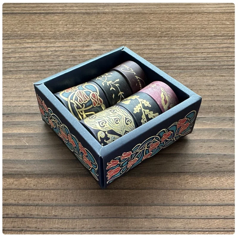 6 rollen vintage hete-stempelcombinatietape, doe-het-zelf dagboekcollage, cadeauverpakkingstape, schoolkantoorartikelen