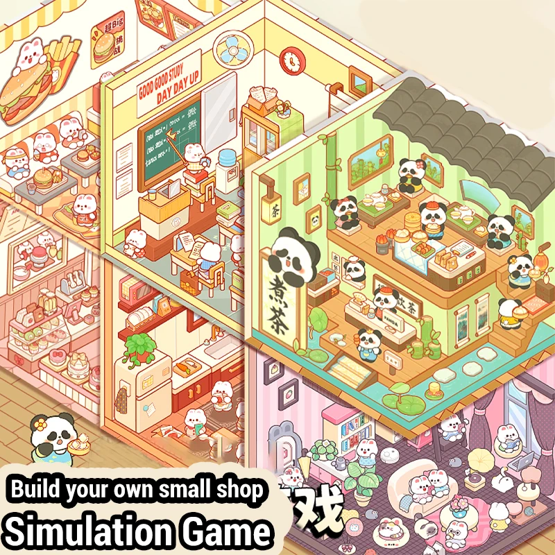 DIY لطيف الأرنب الكرتون فتاة العالم الصغير المشهد ملصق جيب 3D ملصق المقصورة المشهد التراص ولصق مهرجان هدايا الاطفال