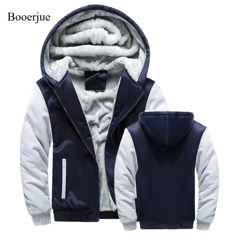 Winter Jacket Men Warm Coat Thick Fleece Male Zipper Hooded Jackets Casual Hooded Sportswear Outerwear Long Sleeves Sports Hoody