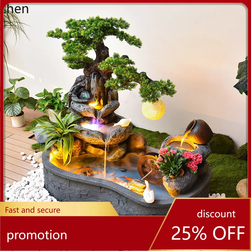 

ZML Ornament Circulating Wealth Feng Shui Wheel Courtyard Garden Rockery Fountain Indoor Fish Pond Landscape Decoration