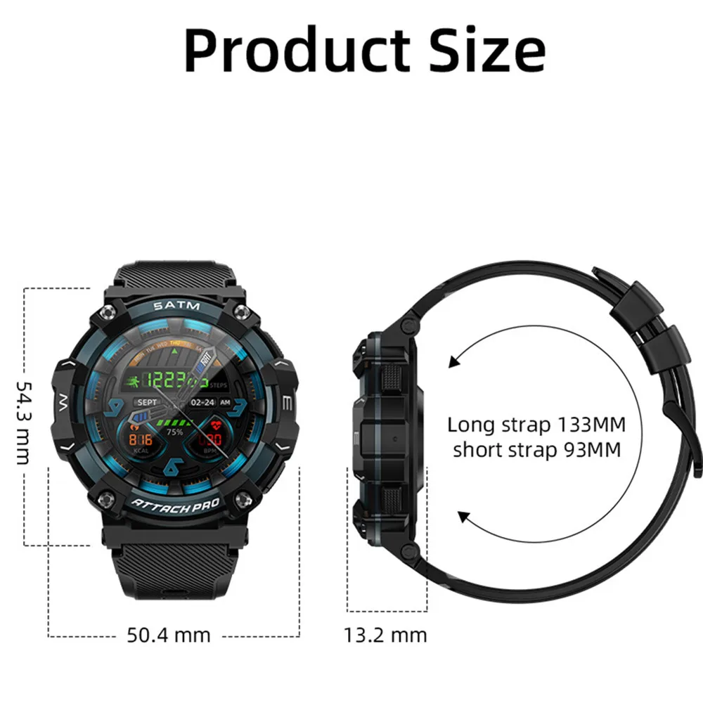 Sport Smart Watch Full Round Touch Screen Bluetooth Calls Fitness Tracker Calling Smartwatches Heart Rate Blood Pressure Monitor