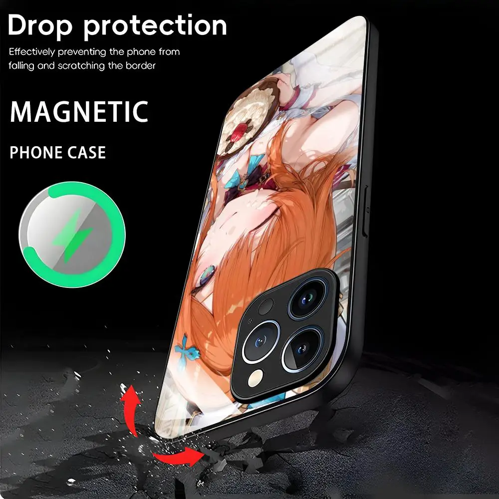 حار لعبة Genshin تأثير Escoffier جراب هاتف آيفون 16 15 14 13 12 11 X XR XS 8 Plus Mini Pro Max الزجاج المغناطيسي #4