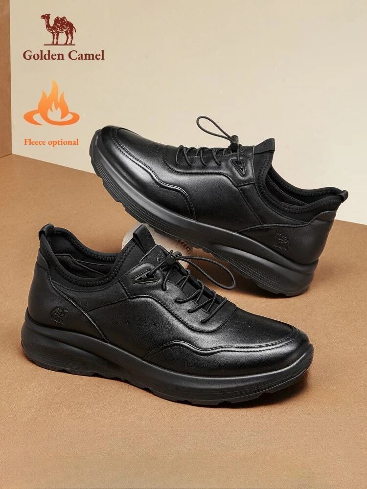 

Golden Camel Men's Shoes Winter Velvet Warm Business Casual Sports Leather Shoes Soft Sole Shock Absorption Non-slip Sneakers