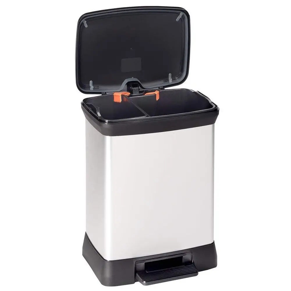 

70% Recycled 30L Dual Pedal Touch Bin for Kitchen, Silver