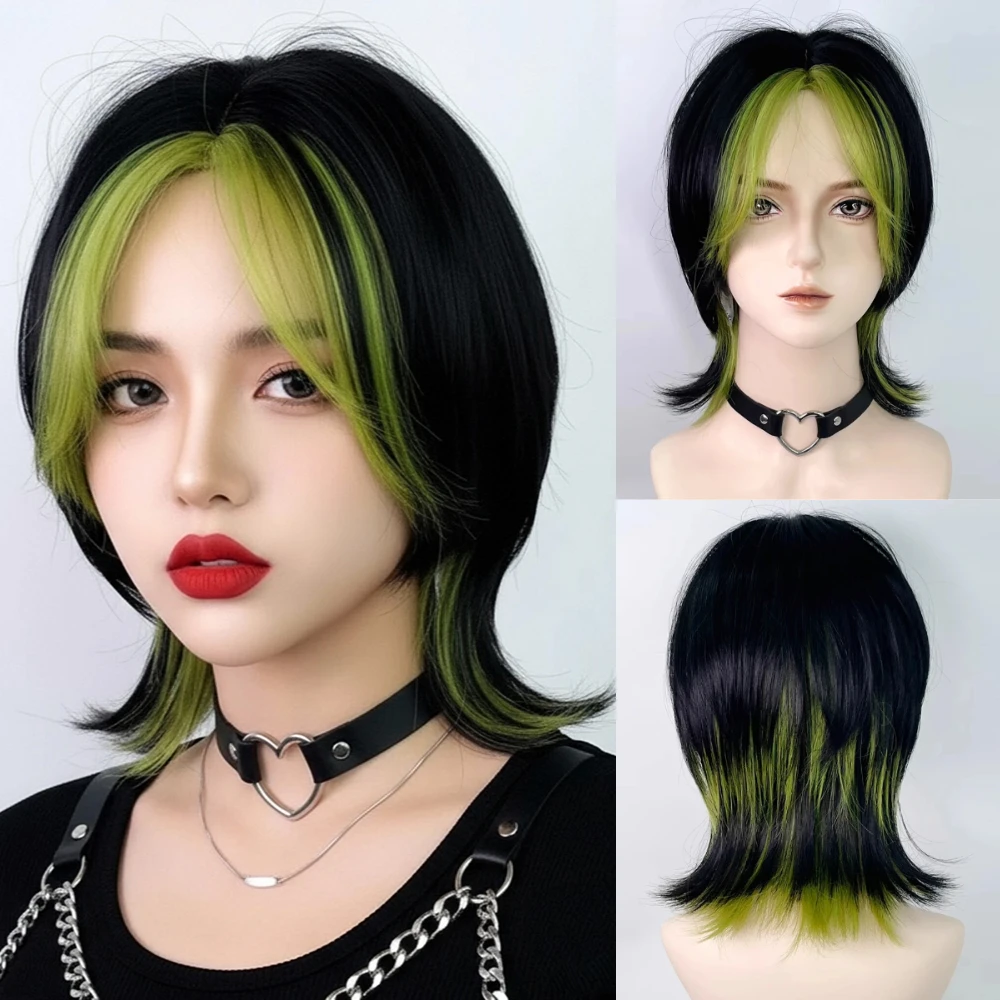 

Короткий прямой синтетический парик для мужчин или женщин, термостойкое волокно, идеально подходит для косплея Лолиты, Рождества, Хэллоуина, повседневного гламурного цвета