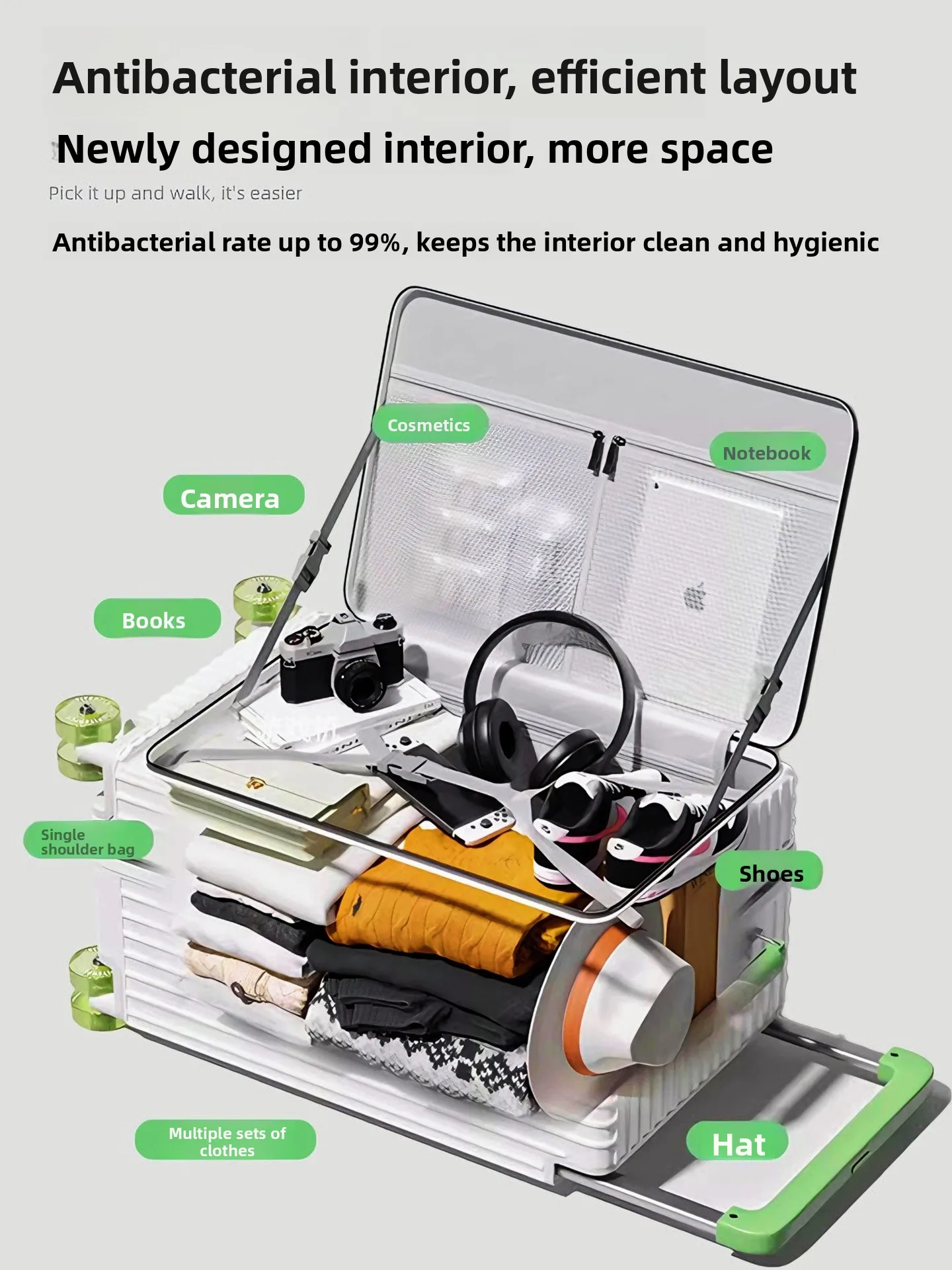 

Expandable Deep Cargo Travel Suitcase Side Opening Cover Large Capaci Carry-On Bag for Men And Women with Password Lo