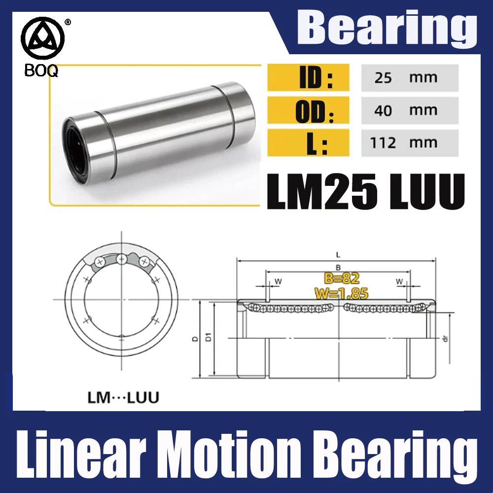 LM25LUU Linear Motion Bearing 25*40*112 mm ( 2 Pcs ) Long Type LM25 LM 25mm Linear Bearings LM25 LUU