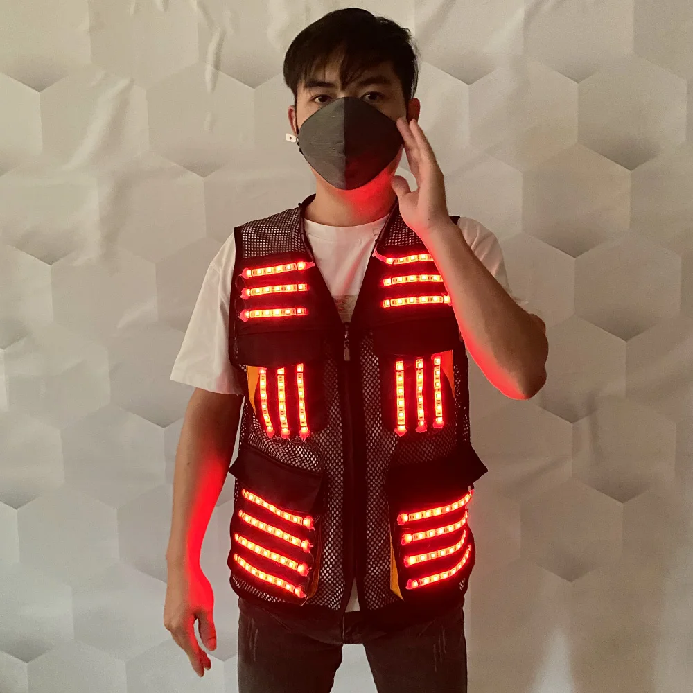 Strobe LED Costume Robot Set Frenzied Party DJ Stage Performance Luminous Props Accessories Fluorescent Vests