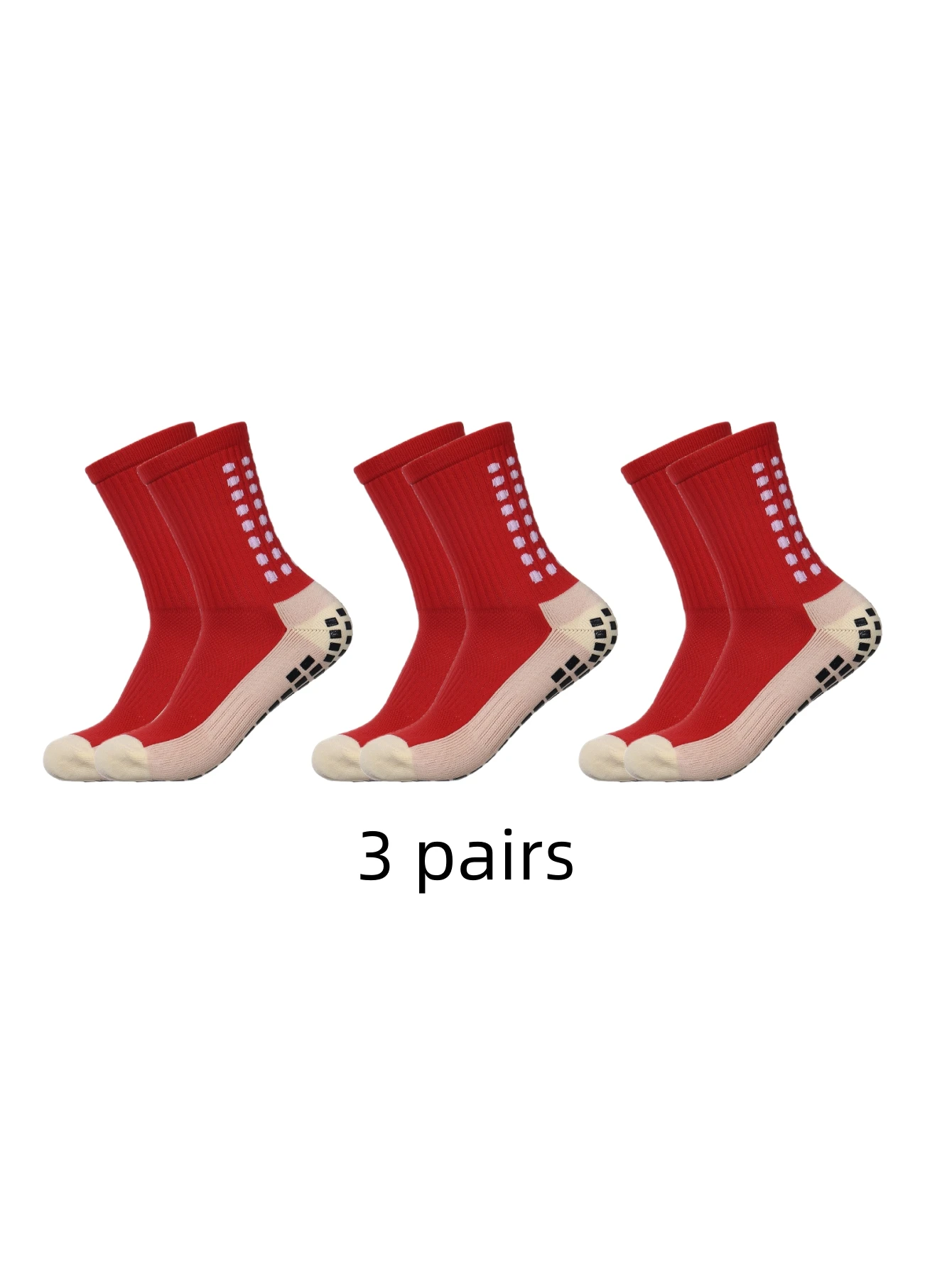 3 pairs of mid length children\'s sports football socks with anti slip socks to absorb sweat 33-38