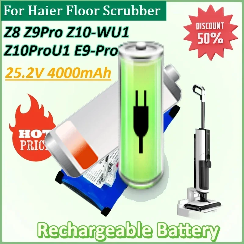 

25.2V 4000mAh Replacement Lithium Battery Pack for Haier Floor Scrubber Z8/Z9Pro/Z10-WU1/Z10ProU1/E9-ProU1 Dedicated Battery