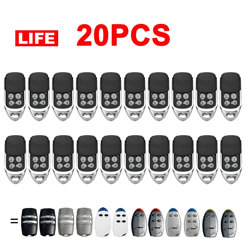 20PCS LIFE 433.92MHz Remote Control Compatible With FILE FIDO2 FIDO4 BRAVO2 STAR2 VIP2 VIP2R Garage Door Opener Gate Transmitter