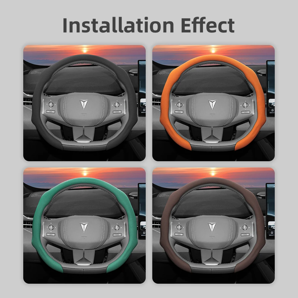 Suitable for Gwm Deepal Perforated Leather Steering Wheel Cover, Non-Slip, Sweat-Absorbent, Breathable, Integrated Snap-On Protective Case S05 S07 Sl03 L07 G318 S09 E07 Hunter K50 E07 Plus L07 S S07 L