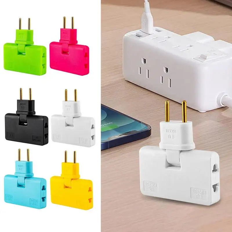 3 In 1 Rotatable Extension Wall Outlet Extender Adapter Travel European Plug Adapter Power Converter Wall Outlet Flat Adapter