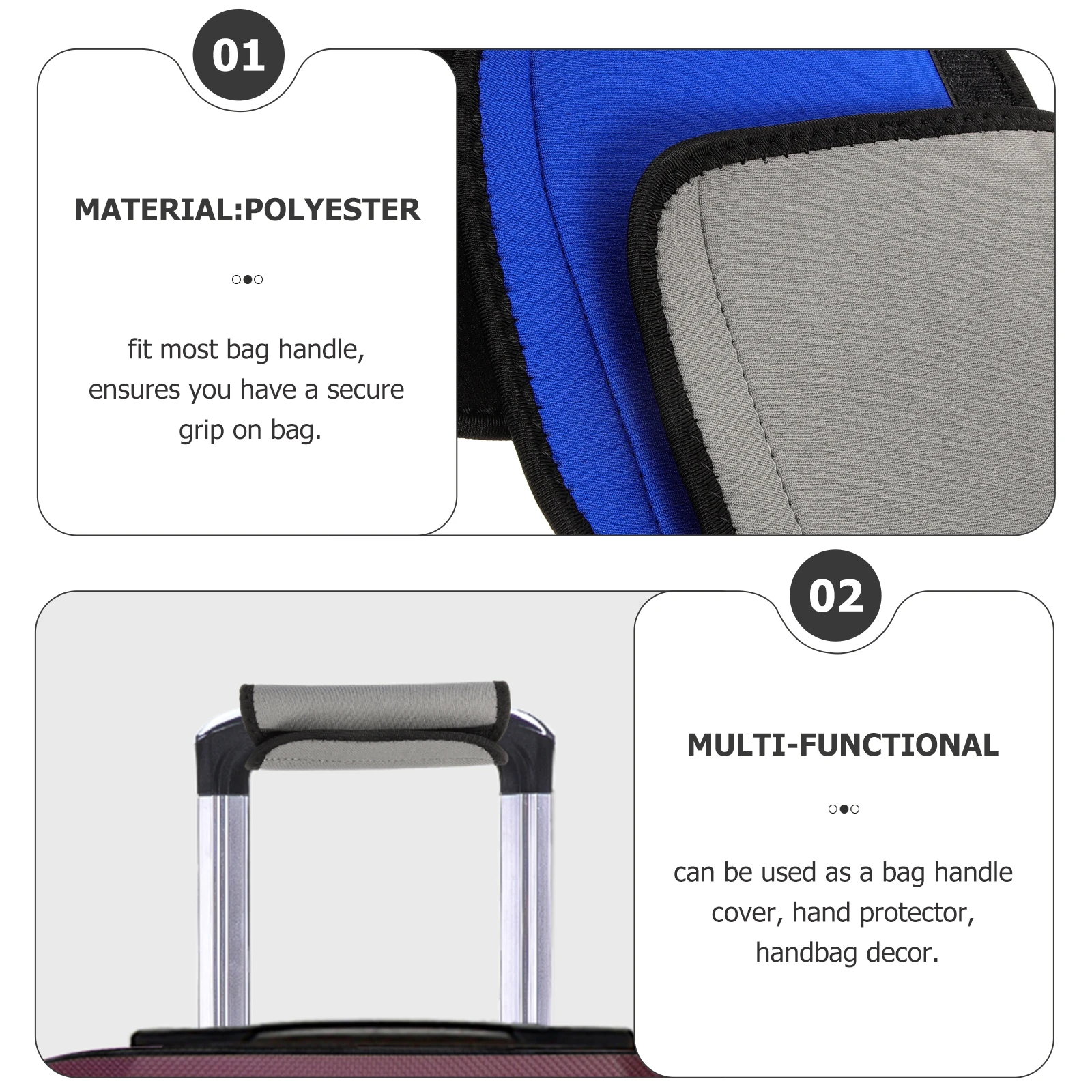 

3pcs Luggage Handle Wraps Suitcase Grips Handbag Covers Detachable Comfortable Bag Protectors Travel Accessories