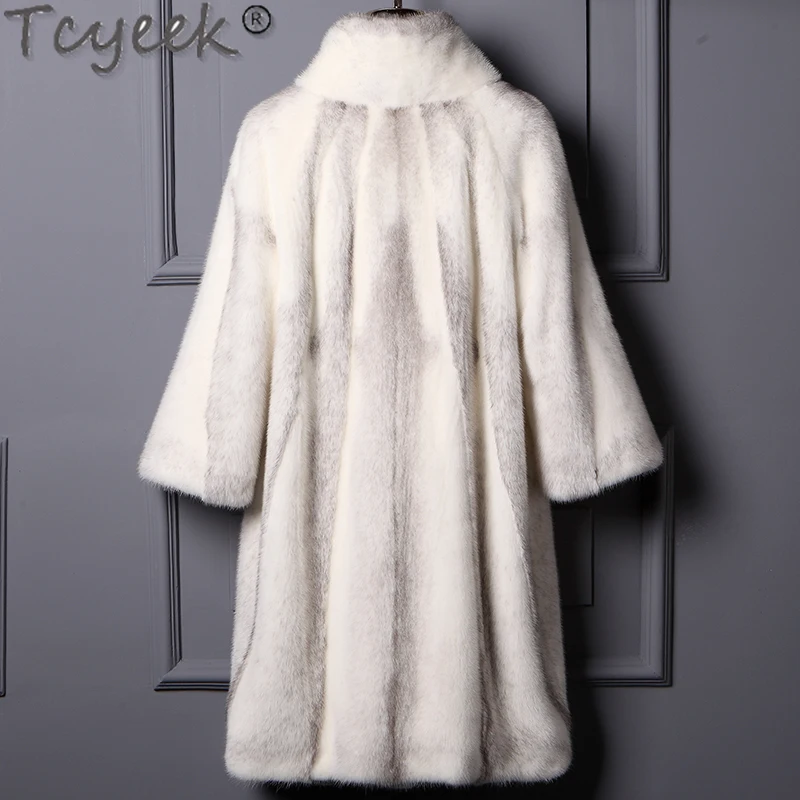 Tcyeek Cross Natural Mink Fur Coat Women Luxury Winter Women's Fur Jackets 2024 Fashion Real Fur Coats Woman Clothes Mid-length