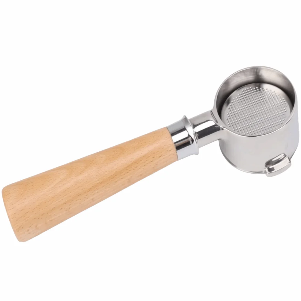51mm Diameter Bottomless Coffee Portafilter Wood Handle 2 Ears Design 51mm Coffee Portafilter Circular Filter Screen