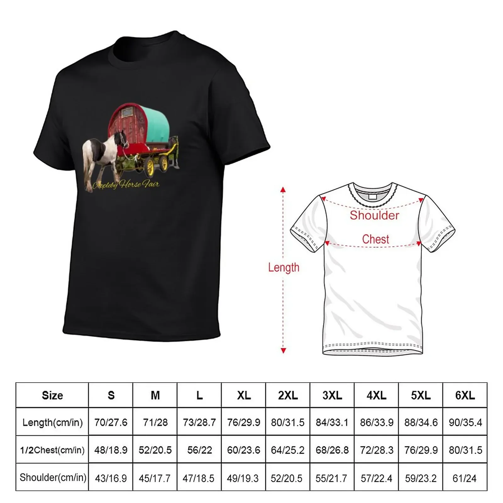 horse drawn caravan, Appleby fair T-Shirt summer clothes graphic tee shirt quick-drying mens white t shirts