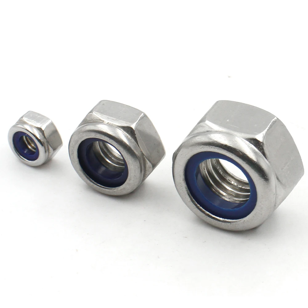 Lock Nut M2 M2.5 M3 M4 M5 M6 M8 M10 M12 M14 M16 M18 M20 M22 Din985 304 Stainless Steel Nylon Insert Hex Lock Nut