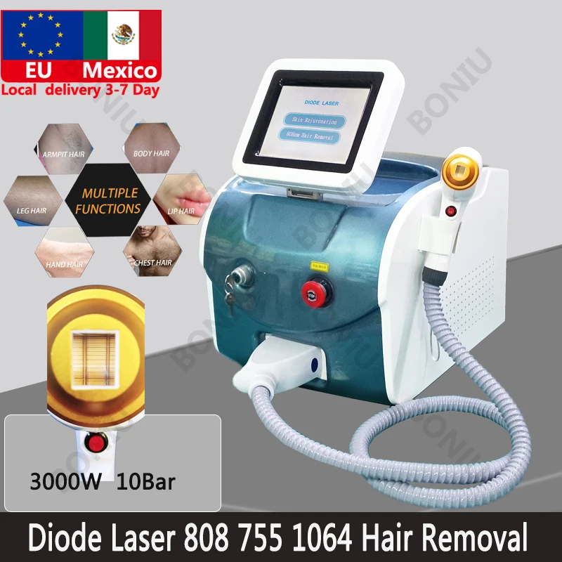 Local Shipment 2024 Hot Selling Desktop 808nm Hair Removal Machine 3 Waves Diode Laser Hair Removal Machine 3000W