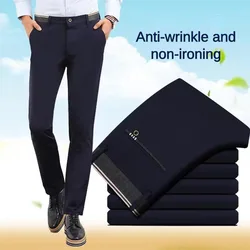 Men‘s Suit Pants Spring and Summer Male Dress Pants Business Office Elastic Wrinkle Resistant Big Size Classic Trousers Male