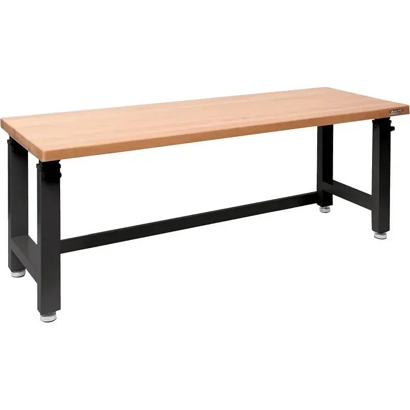 Seville Classics UltraHD Heavy Duty Workbench Table w/Solid Wood Top. Weight Capacity Workstation for Garage Warehouse Workshop