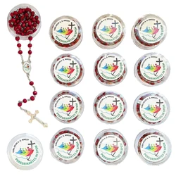 Rosary  of 2025 Jubilee,  Party Favor Catholic Gifts with Box Rosary Beads Necklace for  New Year  Communion Party(Red,Holy)
