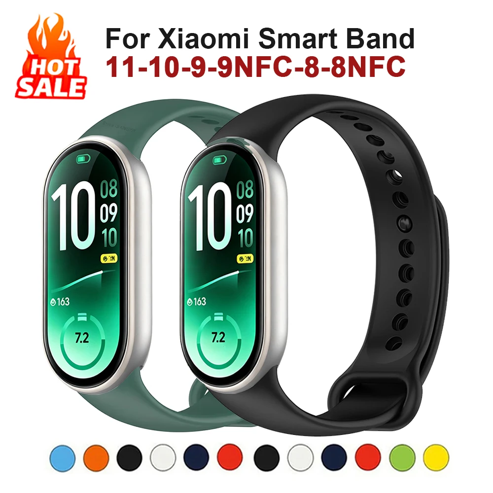 Soft Silicone Bracelet For Xiaomi Smart Band 11 Sport Replacement Breathable Wristband Correa For Xiaomi Band 10 9 8 9NFC Strap
