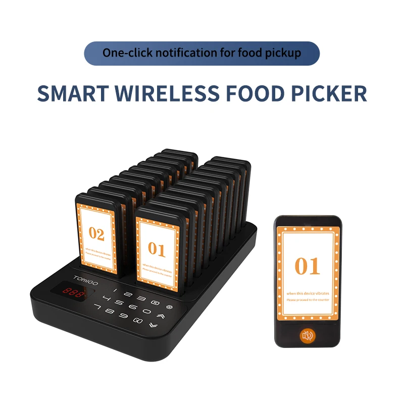 ZXY JT-P30 New Arrival 20 Pagers Fast Food Restaurant Wireless Service Order System Vibrating Buzzer Guest Coaster Pager for Caf