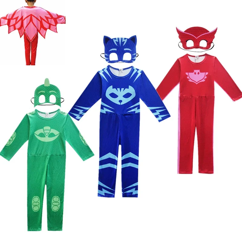 Groene Hagedis Jongen Meisje Kat Hond Jongen Anime Kostuum Met Pyjama Masker Cosplay Kleding Pak Kinderen Verjaardagsfeestje Kids Speelgoed Cadeau