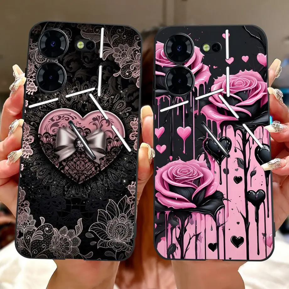 لينة ماتي سيليكون الغطاء الخلفي ل Tecno Pova 5 برو 5 جرام LH8n جراب هاتف الرخام القوطية نمط زوجين الكرتون كابا ل Pova5 5 برو