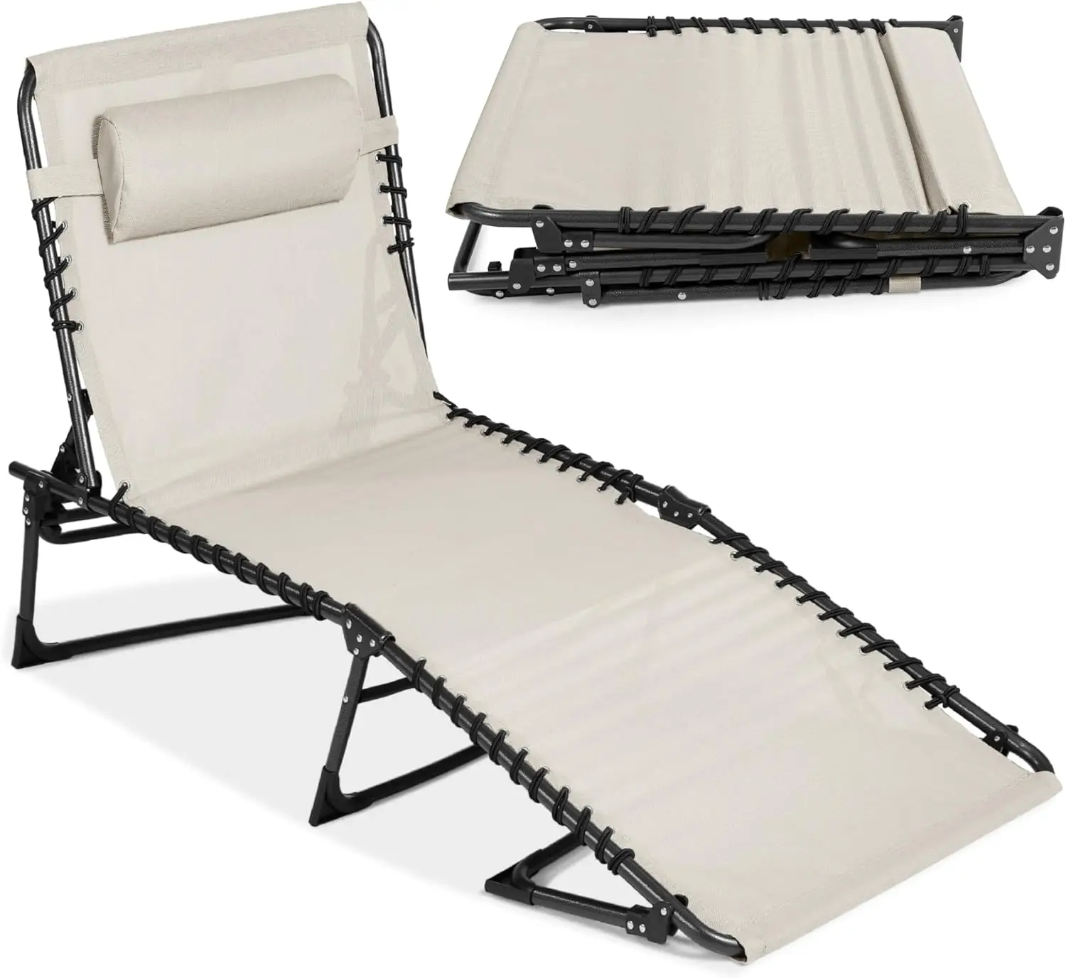 

Comfort Corner Patio Chaise Lounge Chair,Outdoor Portable Folding in-Pool Recliner for Backyard, Beach w/ 8 Adjustable Positions