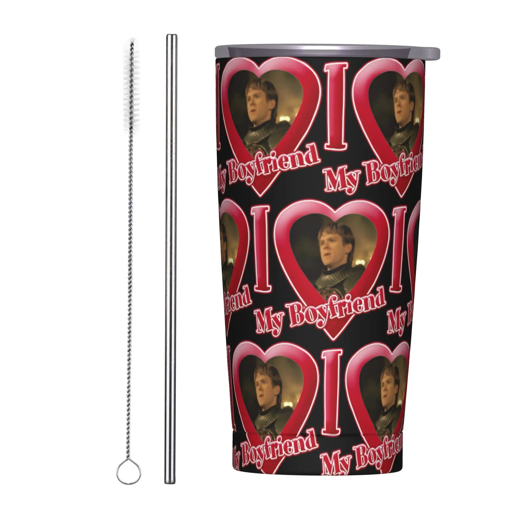 Vaso Térmico de Acero Inoxidable I Love Ser Duncan the Tall con Pajitas, Diseño Caballero de los Siete Reinos, Taza de Café, Botella para el Hogar, 20oz