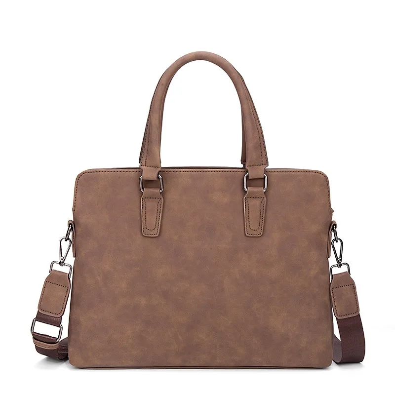 Men's Briefcase Faux Leather Shoulder Bag Convertible Crossbody Korean Business Travel Large Capacity