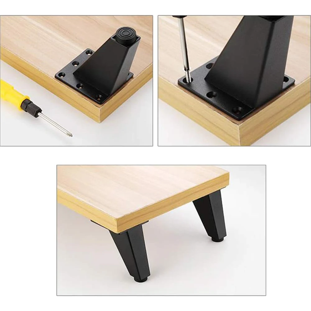 4 個調節可能な金属製家具脚黒家具足厚いアルミニウム合金テーブルキャビネット足ソファベッドテレビキャビネット脚新しい