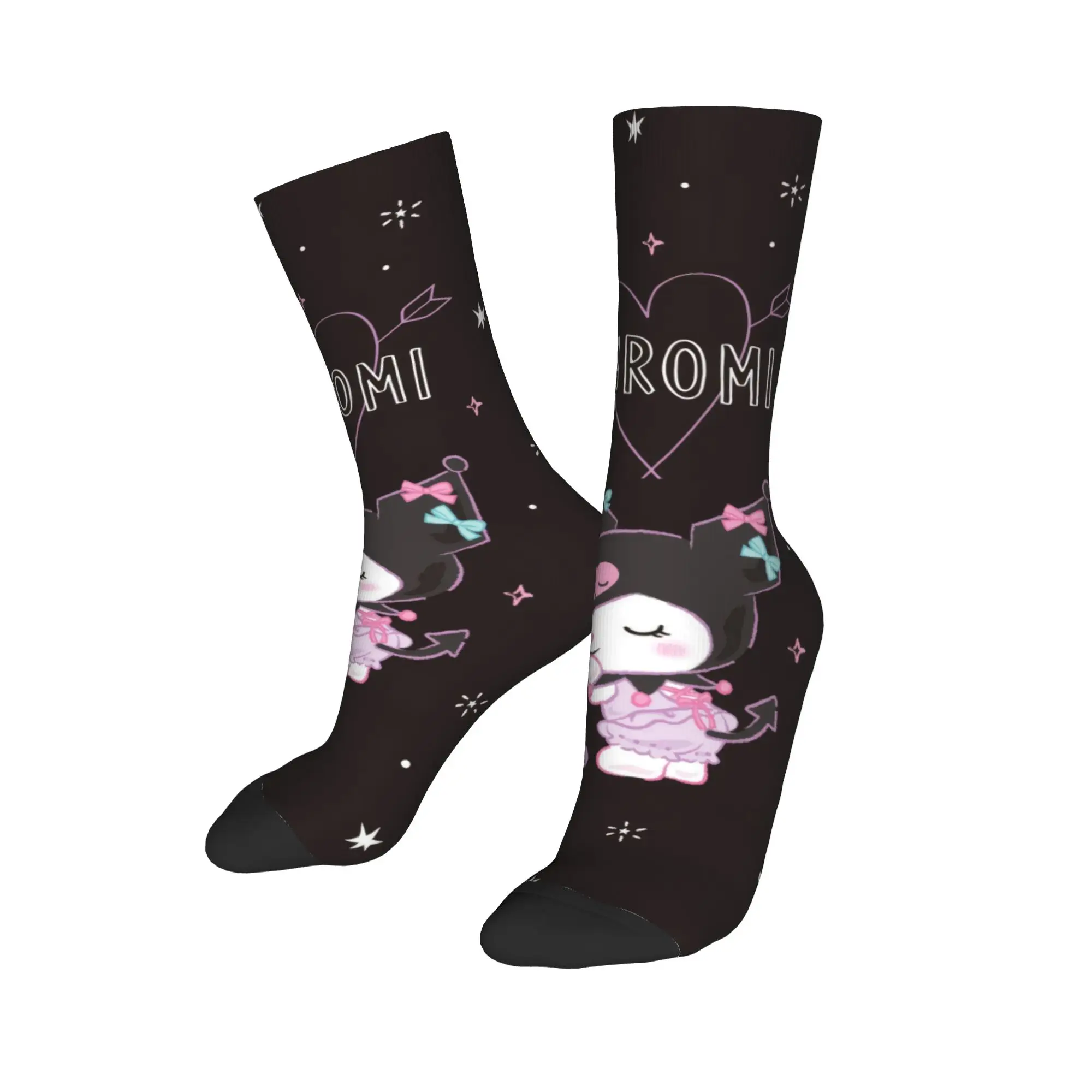 

Носки Kawaii Kuromi с героями мультфильмов, мужские и женские повседневные носки из полиэстера, новинка весны, лета, осени и зимы, средние носки-трубы, подарки
