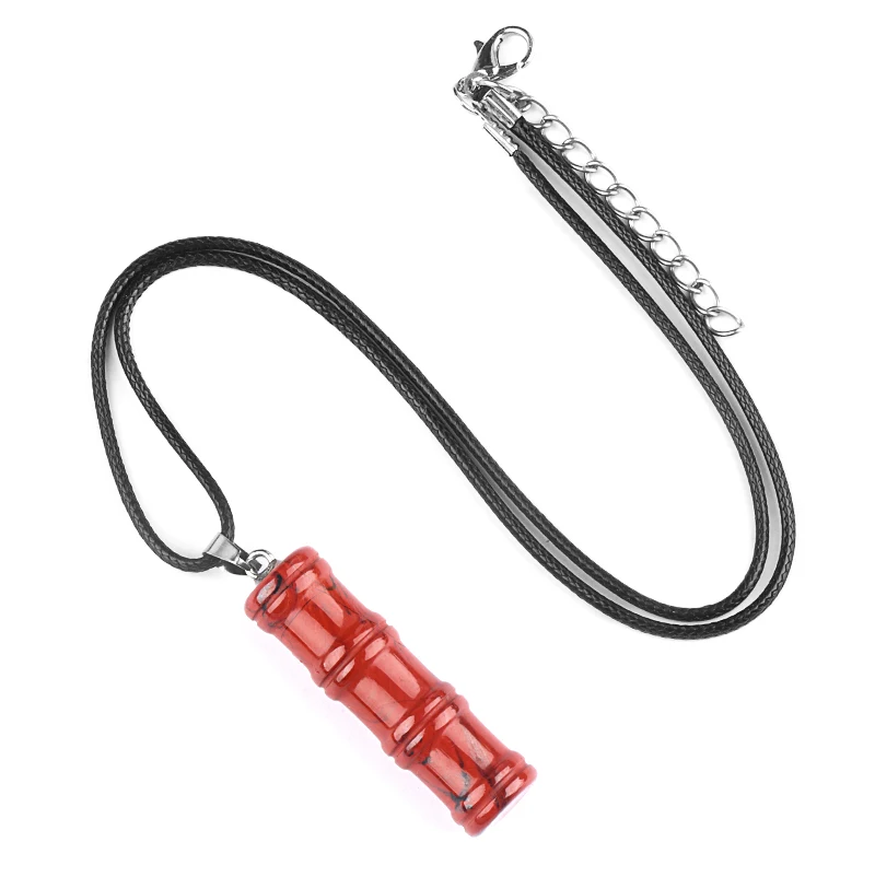 QIMOSHI الأحمر جاسبر النساء الخيزران عقدة حجر قلادة قلادة 40 مللي متر أحجار كريمة مفكوكة حبة سحر شفاء كريستال الحرف المختنق #1