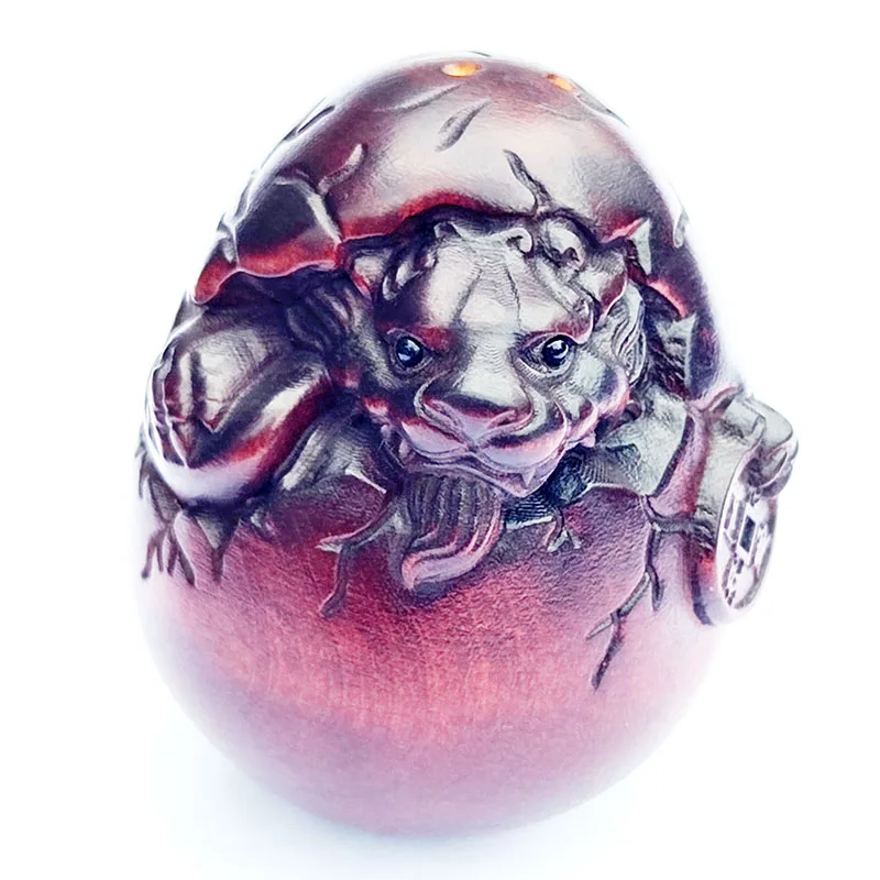 BY228 - 5.5 * 4.5 * 4.5 CM Boxwood Carving Figurine Netsuke - Eggshell Pixiu Baby Dragon