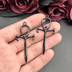 5pcs Charms Cross Forked 63x29mm Antique Silver Color Plated Pendants Making DIY Handmade Tibetan Silver Color Jewelry