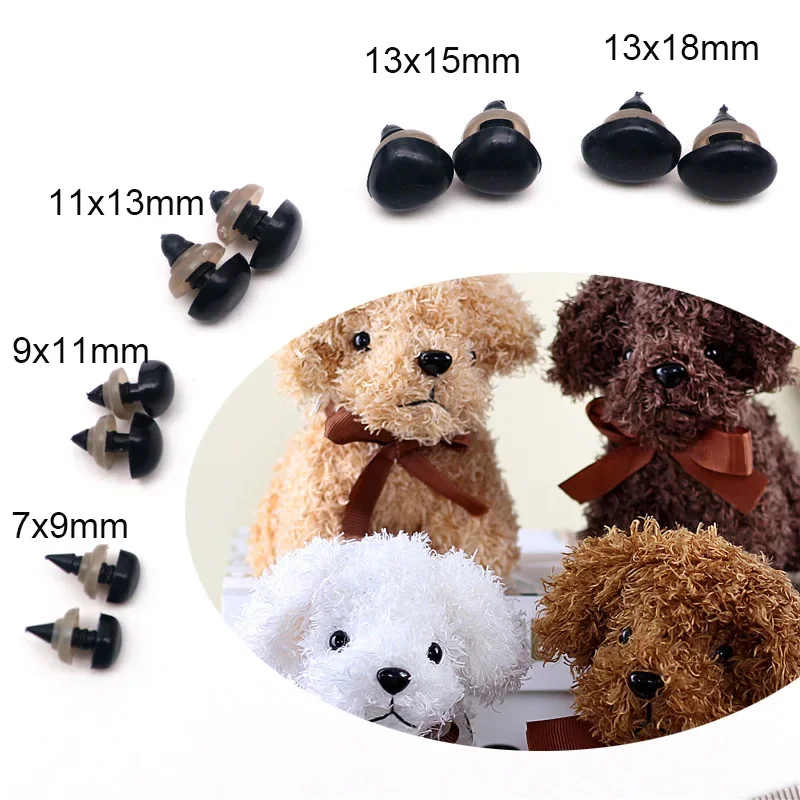 50/100pcs 6mm-18mm Black Plastic Safety Noses for Amigurumi Dolls Bear Stuffed Toys Snap Animal with Plug Washers DIY Craft