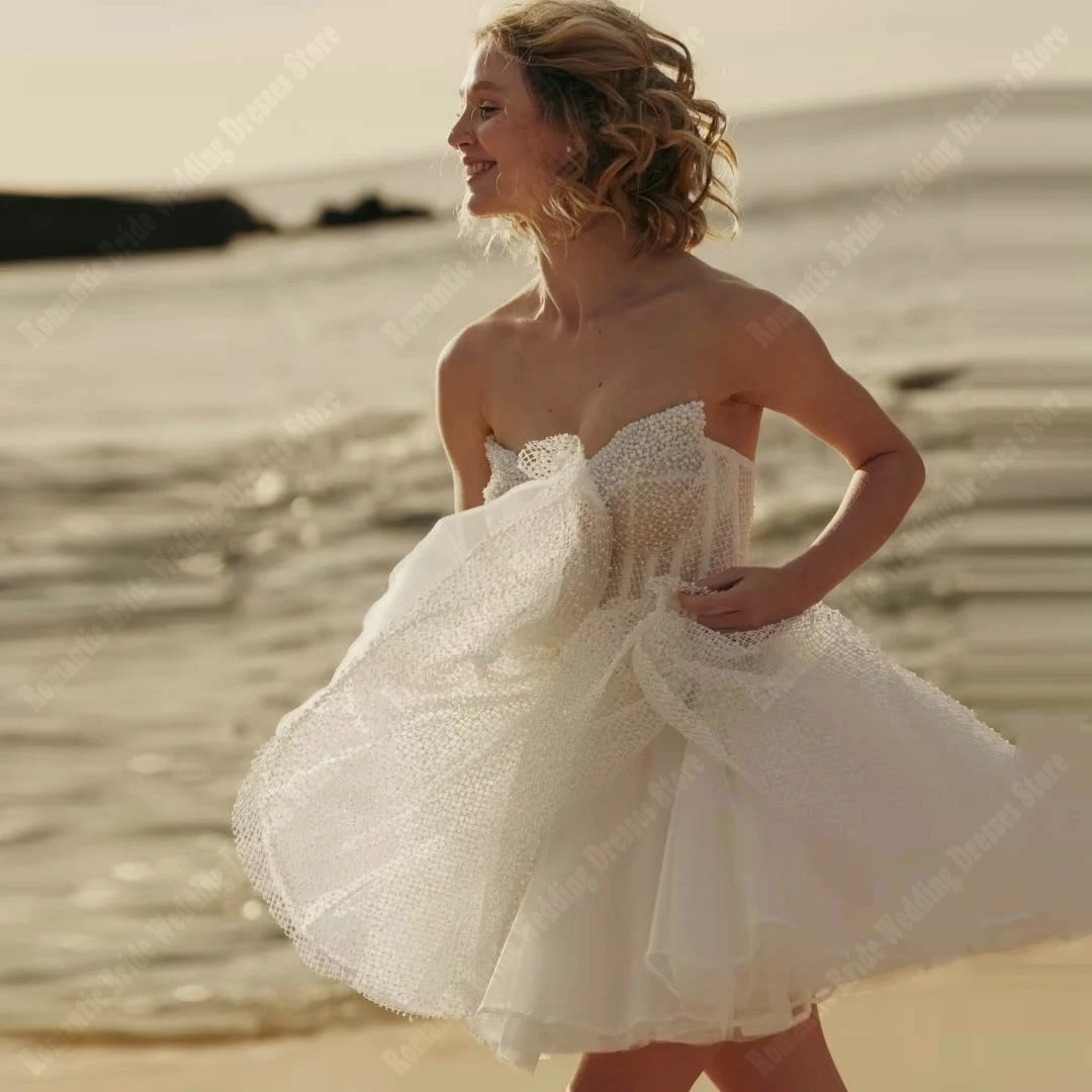 

Classic Strapless Sleeveless Women Wedding Dresses Gorgeous A-Line Bride Gown Cocktail Party Vestidos De Novias 2026 Customized