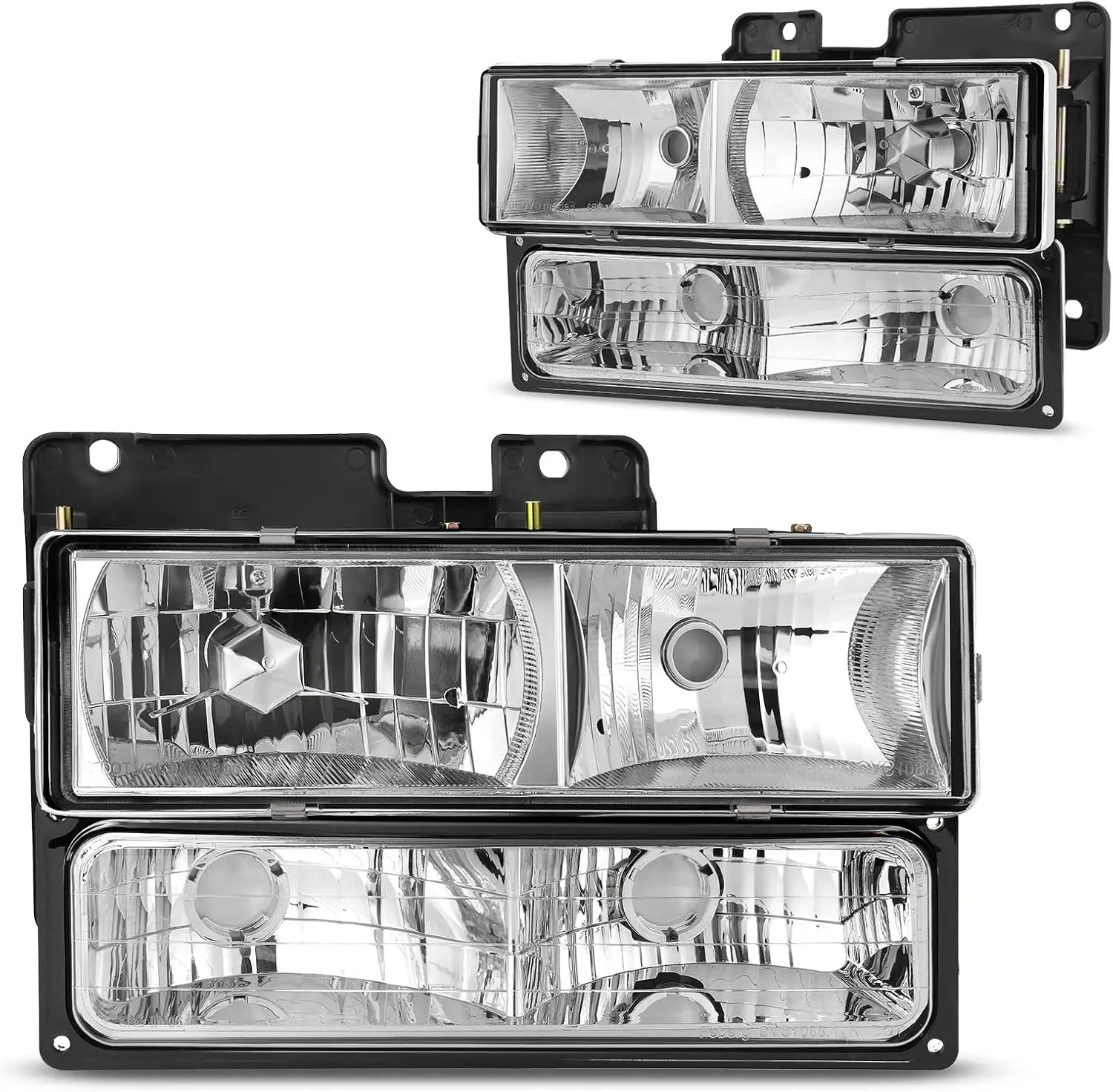 Headlights Assembly Compatible with Chevy Silverado Tahoe C/K Suburban GMC Yukon 1990 1991 1992 1993 1994 1995 1996 1997 1998 19