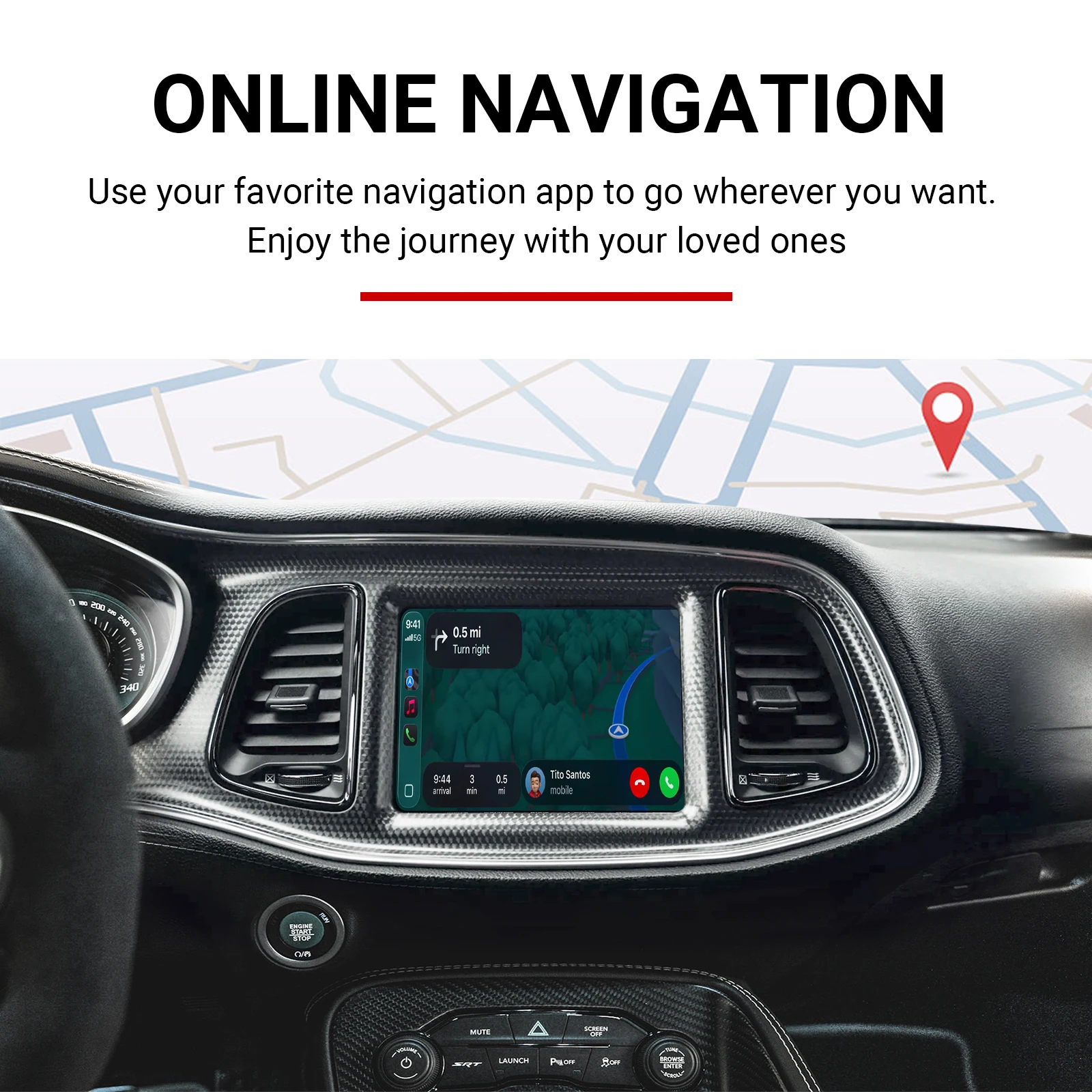 Ezonetronics Wireless CarPlay Android Auto retrofit kit decoder box for 2013-2016 Dodge Challenger Journey