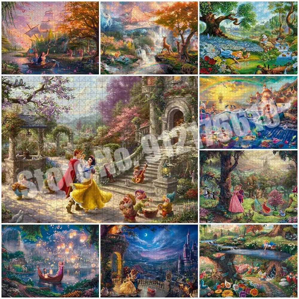 

Disney Princess Puzzles for Adults 1000 Pieces Paper Jigsaw Puzzles Educational Intellectual Decompressing Diy Game Toys Gifts