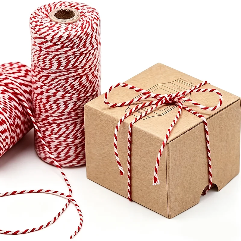 1Pcs Christmas Wrapping Rope, Red and White Two-Tone Wrapping Rope, 60M/39.3In, Suitable for Wrapping Christmas Gifts, Christmas Tree Decoration, and Decorating Warm Christmas Scenes, Valentine's Day, Friends' Gift-Giving, Holiday Celebrations, and Many Other Occasions, DIY Handmade Gifts