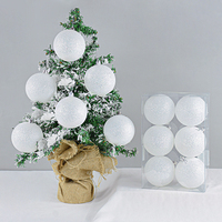 6pcs/Box Glitter White Christmas Balls Ornament Round Plastic Balls Christmas Tree Decorations New Year Xmas Baubles Balls