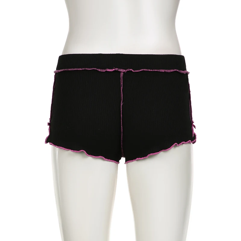 Darlingaga-Shorts de cintura baixa para mulheres, calças justas, roupa caseira kawaii, doce, coreano, costurado, roupa ruched arco, verão